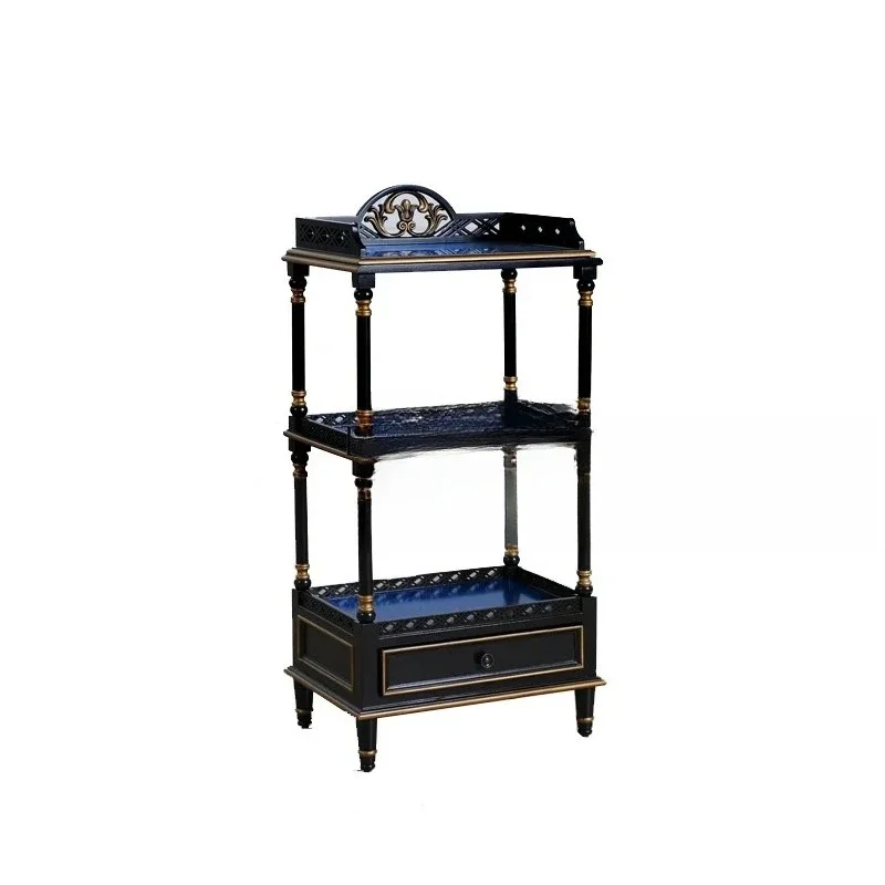 A  Mix and match blue and black painted retro three-layer bookshelf classical display bogu shelf shelf shelf