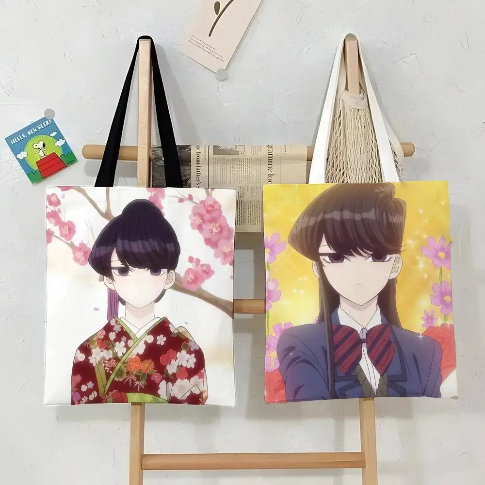 Comic Cartoon K-Komi Can't Communicate Storage Bags Large Capacity Canvas Bag for Female Students Tote Mommy Bag