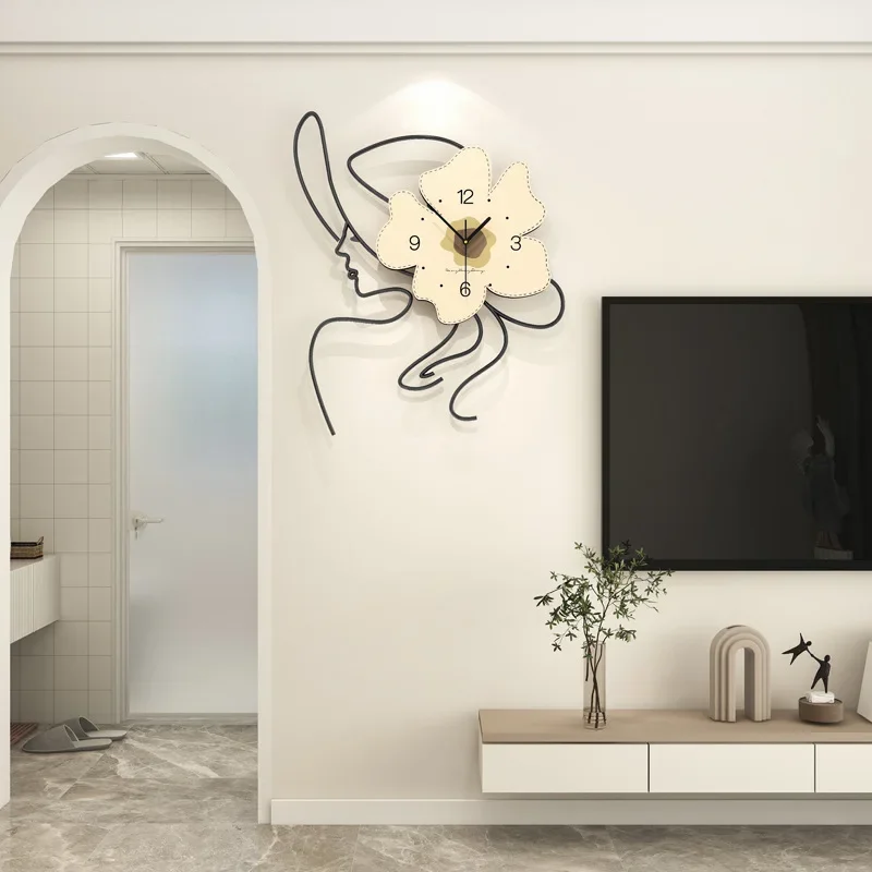 Cream Style Wall Clock Modern and Minimalist Living Room Decoration Home  Decoration, Digital Clock Hanging on The Wall