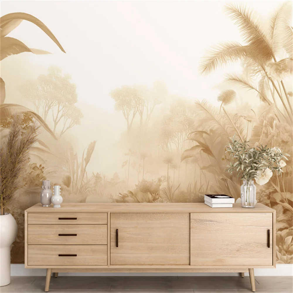 Milofi Wild Jungle Wallpaper Monochrome Caramel Mural