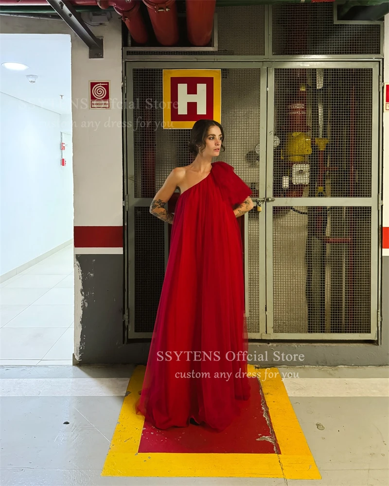 SSYTENS Burundy One Shoulder Prom Dress Long Evening Dress Wedding Guest Elegant Celebrity Formal Occasion Party Gown Customized