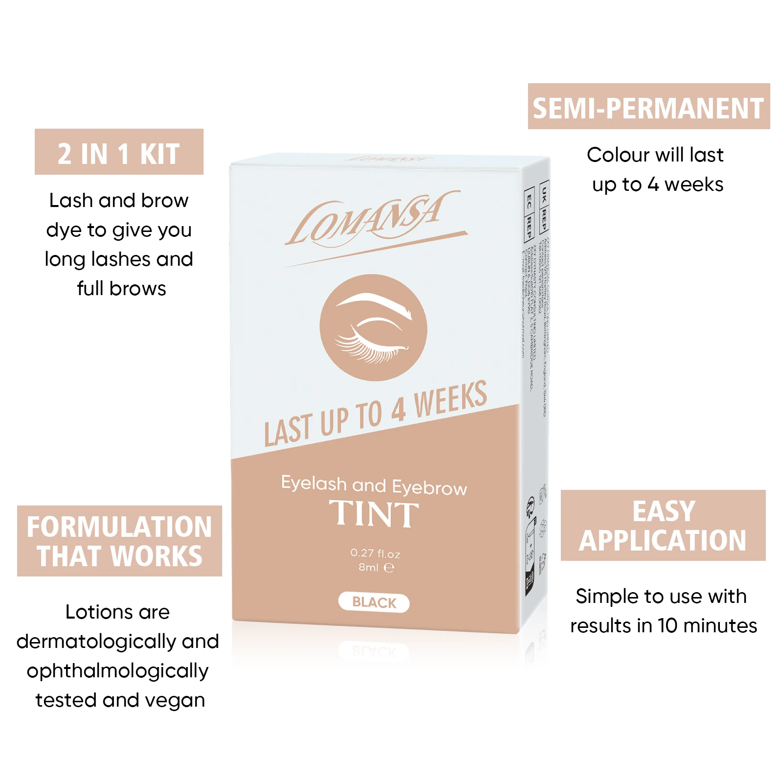 Lomansa 新ラッシュカラーキットまつげ眉毛染料ティントキット眉エンハンサーマスカラリフト着色タトゥー目メイクアップツール