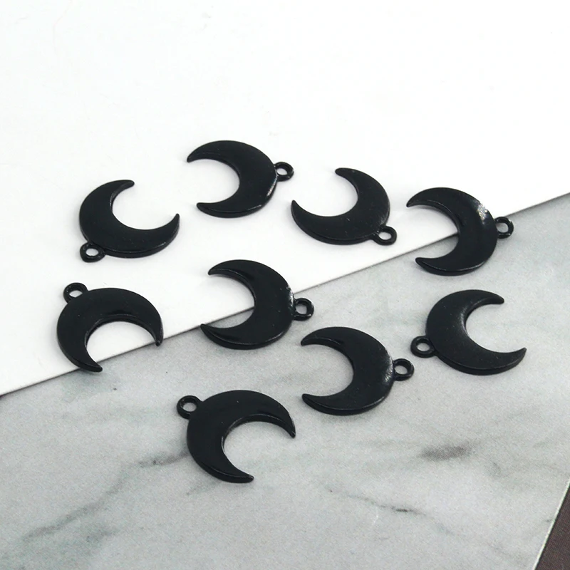 10pcs/pack Cool Black Crescent Moon Alloy Earring Charms Punk Popular Earring Bracelet Small Pendant DIY Jewelry Make C128