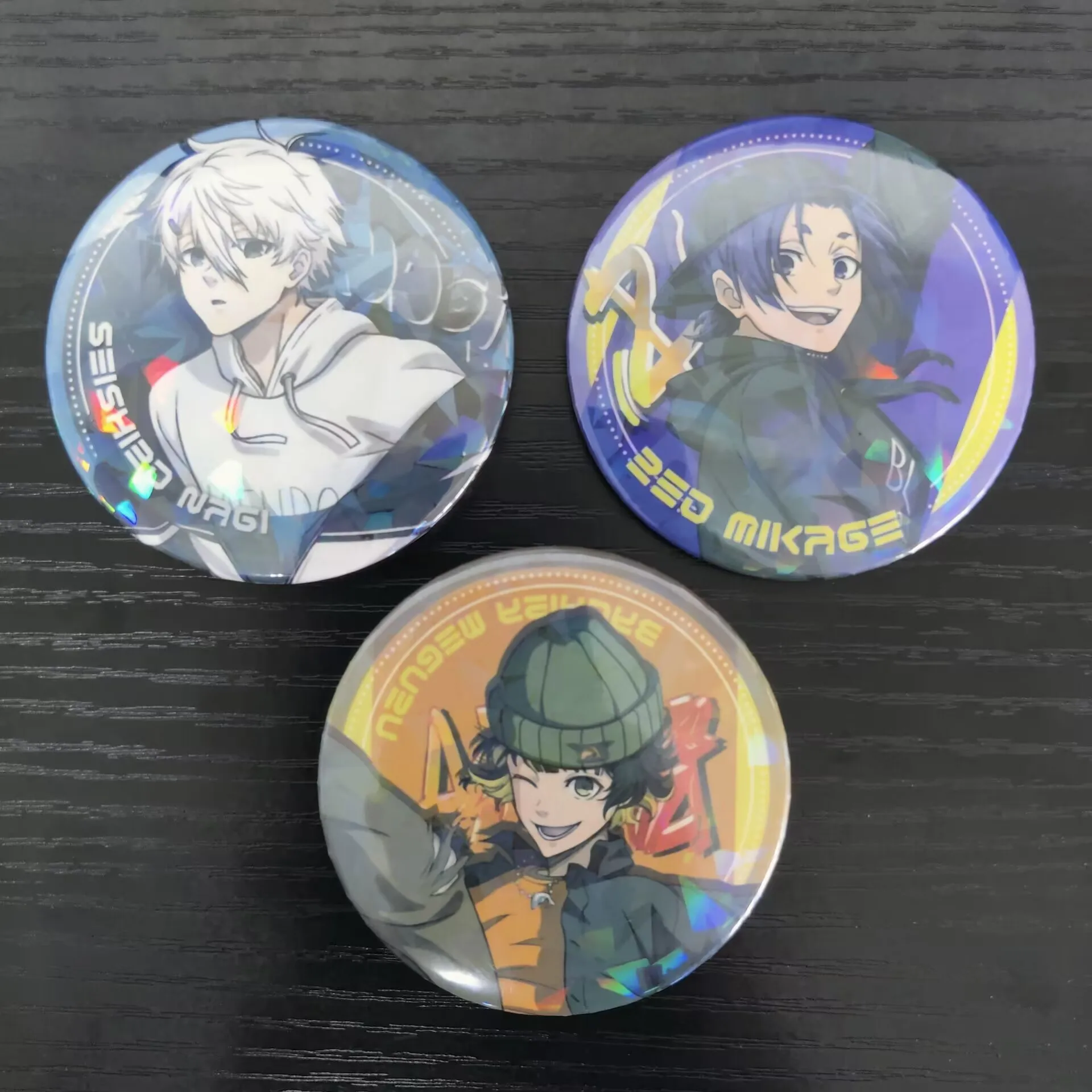 BLUE LOCK Anime Figures Bachira Meguru Seishiro Nagi Reo Mikage Cosplay New Metal Laser Badge Fashion Decor Brooch Bag Pins Toy