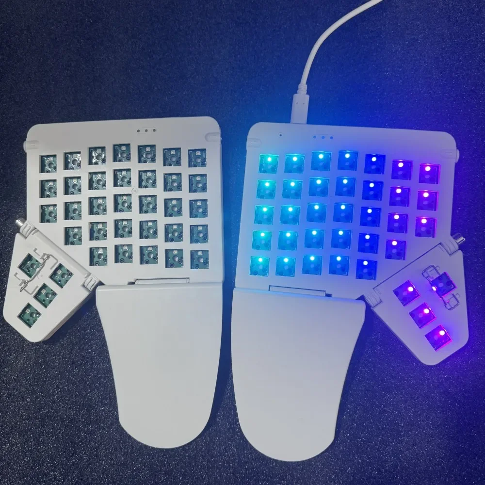 Kit de teclado dividido Moonlander, teclado ergonómico com fio e configuração personalizada, teclado mecânico dividido com iluminação RGB e sistema de