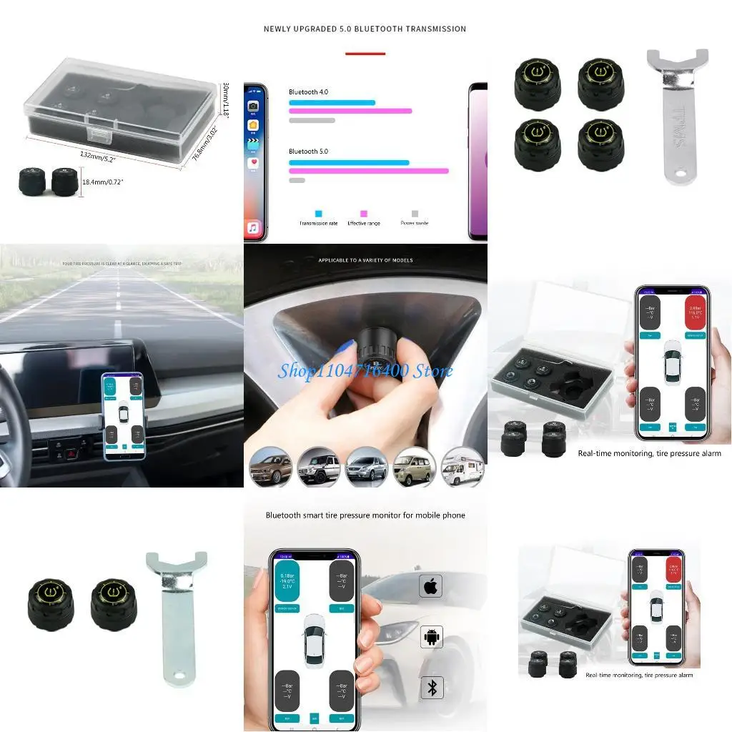 

y1gd Motorcylce TPMS Car Tire Pressure Monitor System For Phone APP Monitoring Alarm