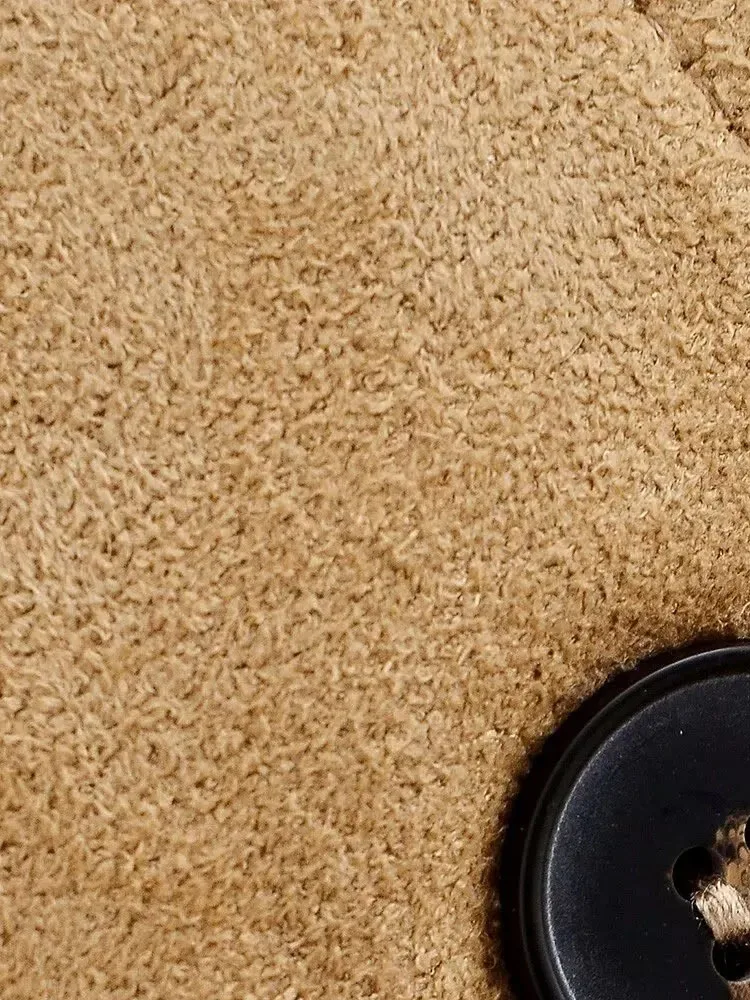 

HH Female Long Sleeves Single Breasted Pocket Decoration Removable Fur Lapels Suede Suit Coat Woman Leisure Coat