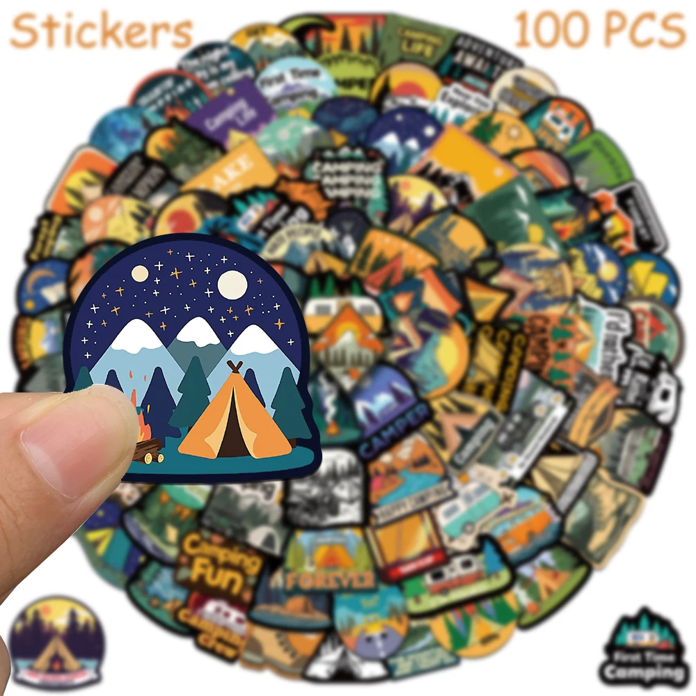 50/100 stücke Cartoon Camping Aufkleber Aufkleber Für Telefon Laptop Sammelalbum Gepäck Kühlschrank DIY Graffiti Ästhetische Aufkleber – Detail 7