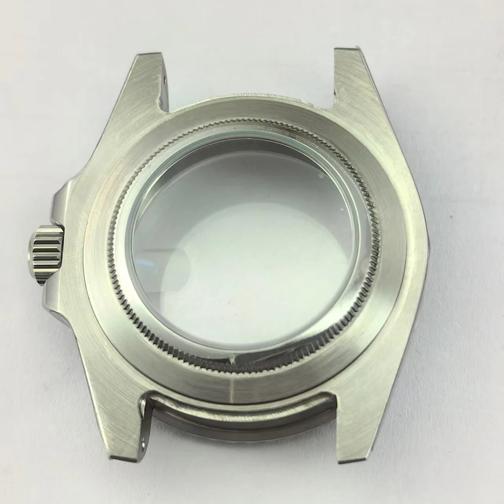 40mm silver case accessory NH35A sapphire glass gray ceramic bezel with NH35/36 movement and transparent glass on the back