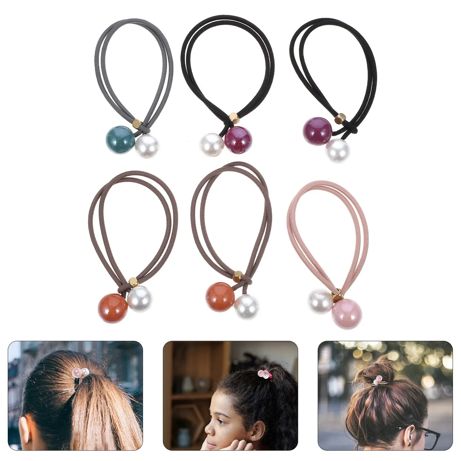 6 Pcs Korea Style Hair Scrunchies Small Cloth Elastic Ties Little Accessories Band