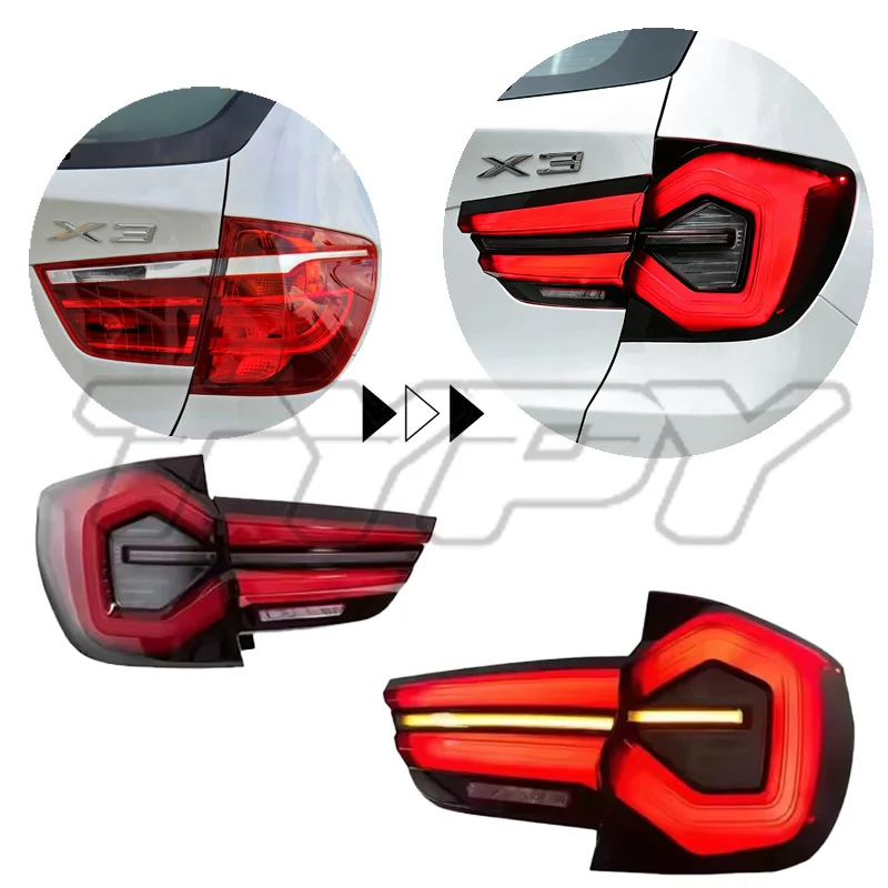 2 feux arrière de voiture pour BMW X3 F25 2010-2021, mise à niveau G01, modifiés avec nouveau clignotant dynamique DRL LED, accessoires auto