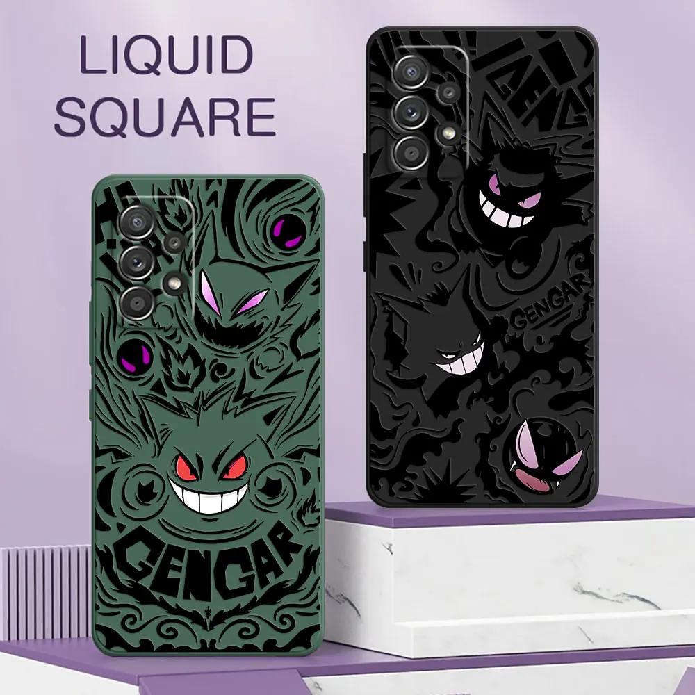 Gengar Mewtwo Pokemon Case For Samsung Galaxy A25 A13 A14 A15 A21S A22 A23 A24 A11 A12 A02 A03 A04 S Square Silicone Phone Cover