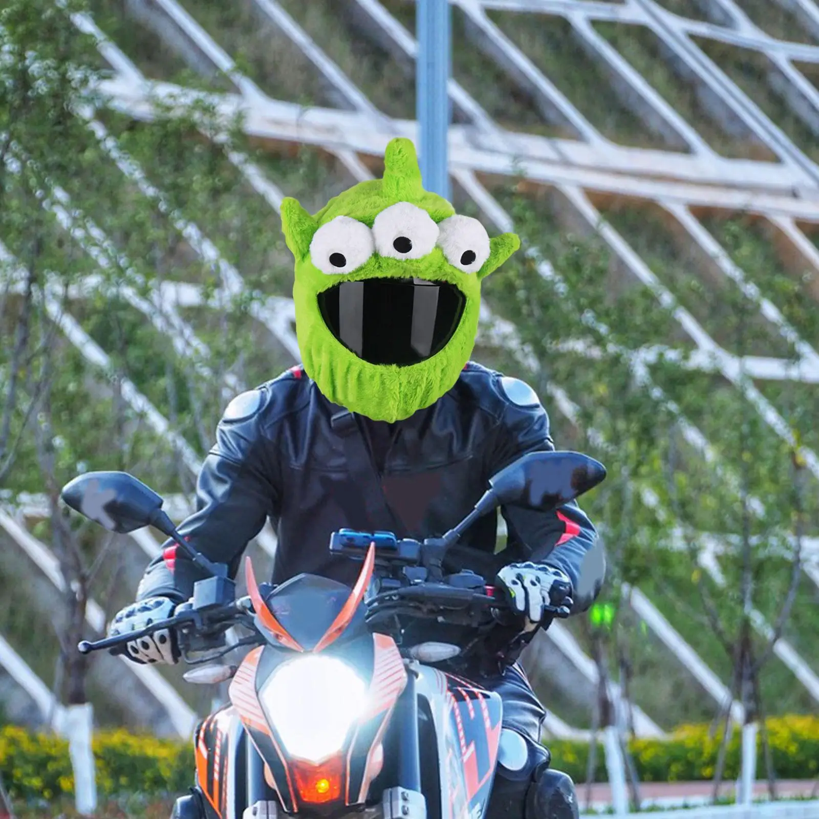 Cartoon Plush Motorcycle Helmet Cover Eye Catching Elk Design Motorcycle Accessory for Full Face Helmets Gift Idea