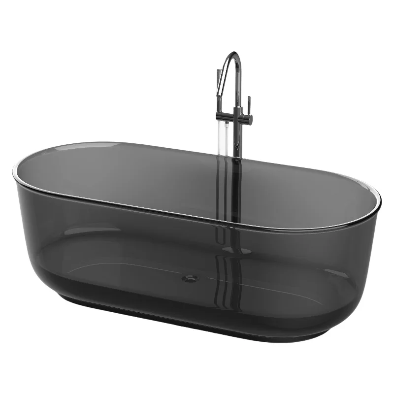 

Oval transparent resin bathtub, small household independent colored crystal hotel homestay bathtub