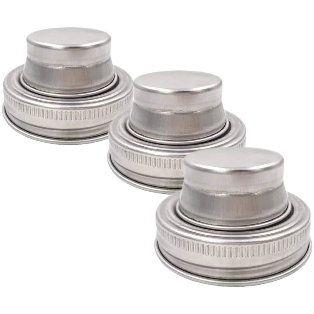 3 Pcs Stainless Steel Mason Shaker Caps Miss Trundle Bed Jar Pour Spout Lids Cover