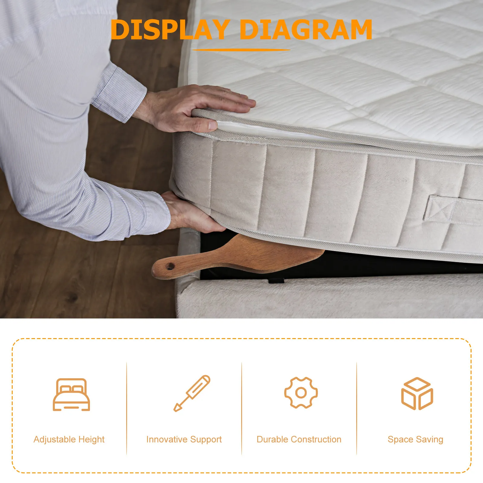 2Pcs Mattress Lifter Bed Maker Tool Wooden Sheet Tucking Paddle Reduces Back Strain Mattress Lifting and Tucking Tool