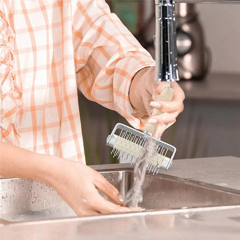 Pastry Roller พร้อม Spikes สแตนเลสเครื่องมือพิซซ่าโฮมเมด,ป้องกันแป้งจากการตุ่ม,อุปกรณ์ทําพิซซ่า