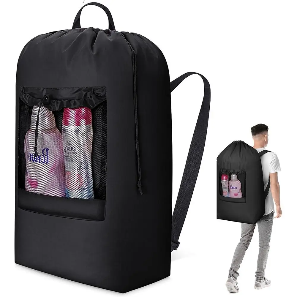 

120L with Shoulder Straps Laundry Bag Mesh Pocket Durable Extra Large Laundry Backpack Heavy Duty Laundry Bag for Laundromat