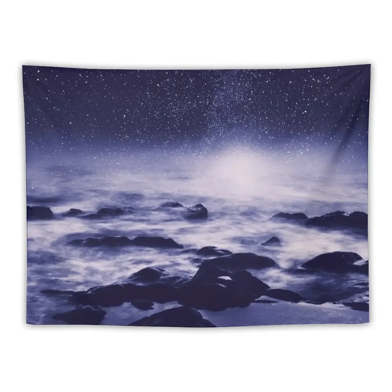 Stardust Ocean - Atlantic at night with Milky Way in Ultraviolet Tapestry Carpet Wall Wall Decoration Tapestry