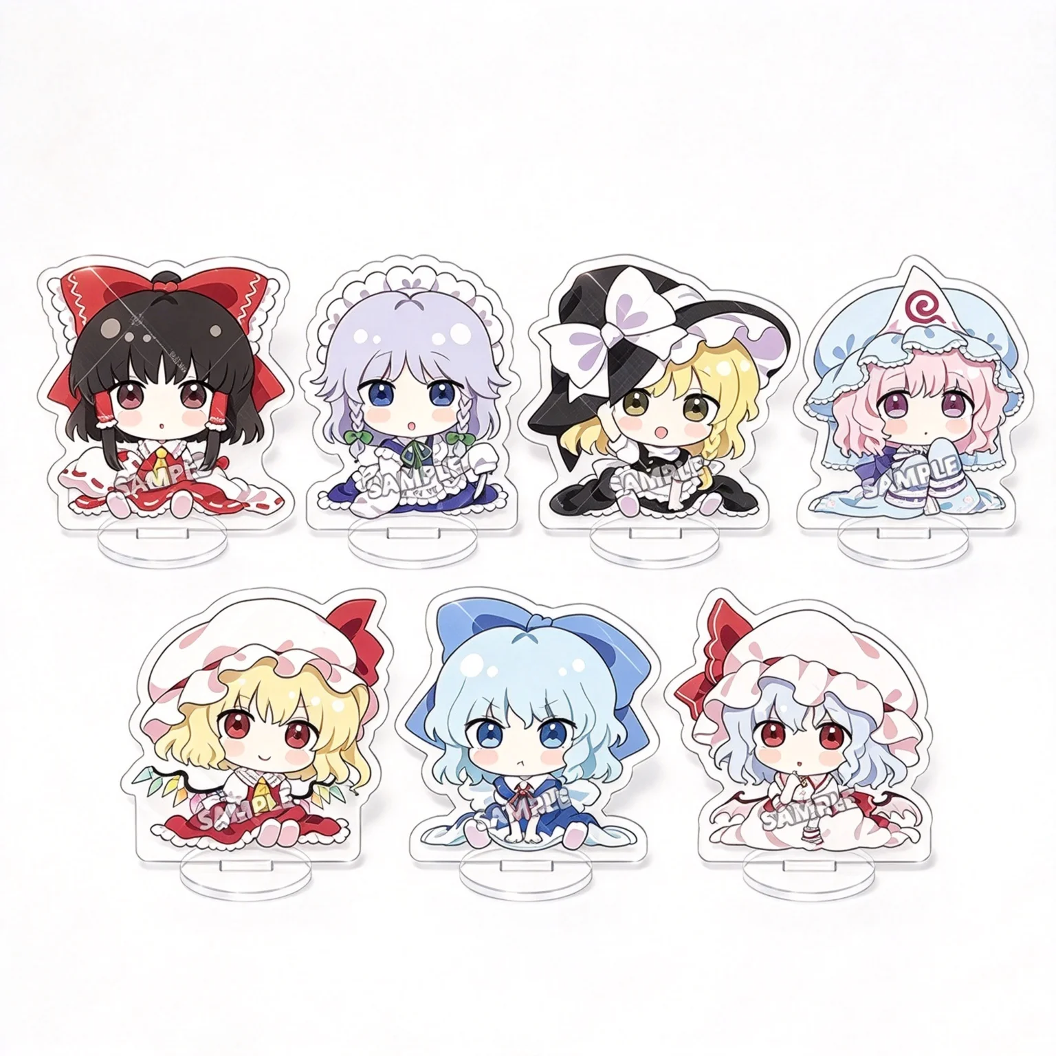 Game Touhou Project Reimu Hakurei Q-style Sitting Posture Ver Acrylic Stand Model Plate Keychains Desktop Ornament