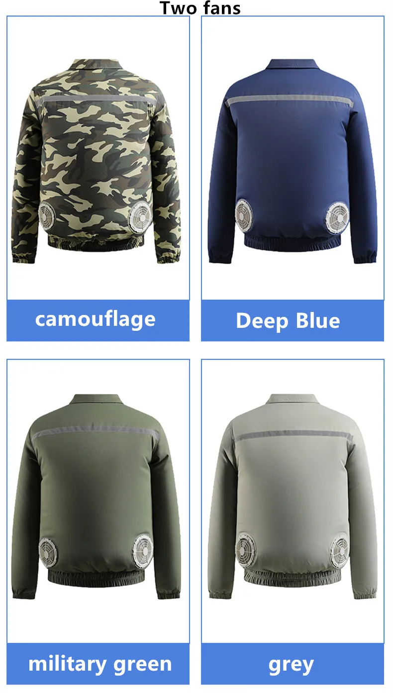 Neue lockere Sommerjacke mit Ventilator zur Schutz vor Hitzeschlag für Herren, kühlende Jacke für Arbeiten auf Baustellen im Freien (ohne Powerbank) – Detail 18