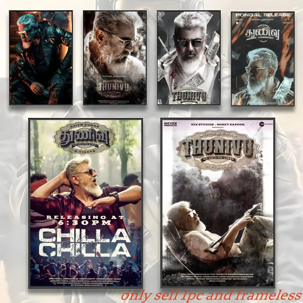 India Handsome Movie T-Thunivu Poster Art with prints Home bedroom living room decoration gift