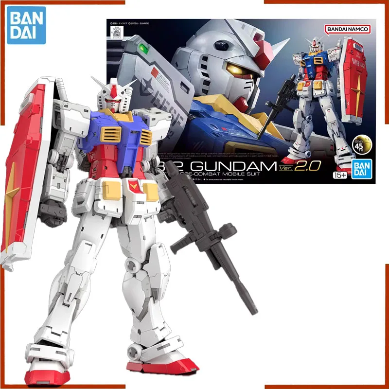 Bandai RG 1/144 RX-78-2 Gundam 2.0 Action Figure RX-78-2 Ver.2.0 Mobile Suit Gundam Amine Figure Gundam Model Kit Toy for Boy