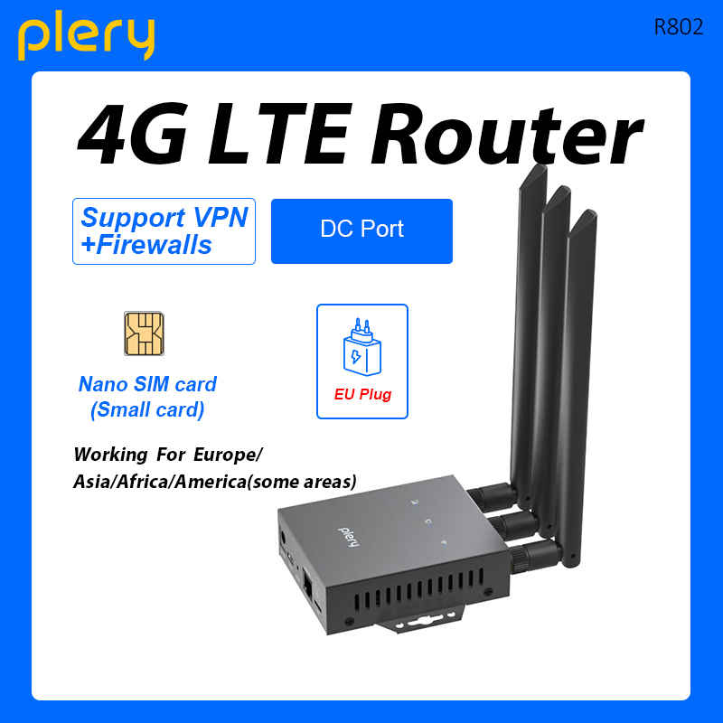 Plery 300Mbps 4G LTE Router CAT.4 2.4G WiFi6 Routers Portable Internet Device Nano SIM Card LAN/WAN Port For IP Camera EU Plug 