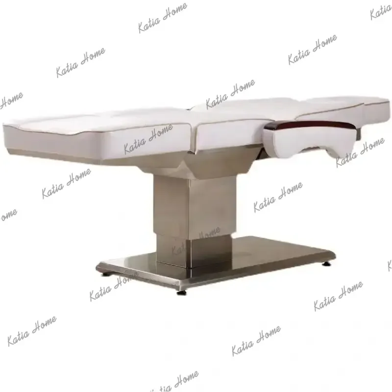 LSIvory White 3 Motor Electric Massage Bed With Metal Frame And Synthetic Leather Upholstery For Professional Beauty Spa Treatme