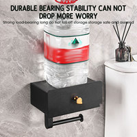 Toilet Roll Holder with Shelf Toilet Paper Holder with Drawer Storage Self-Adhesive Toilet Wipes Dispenser Wall Mounted