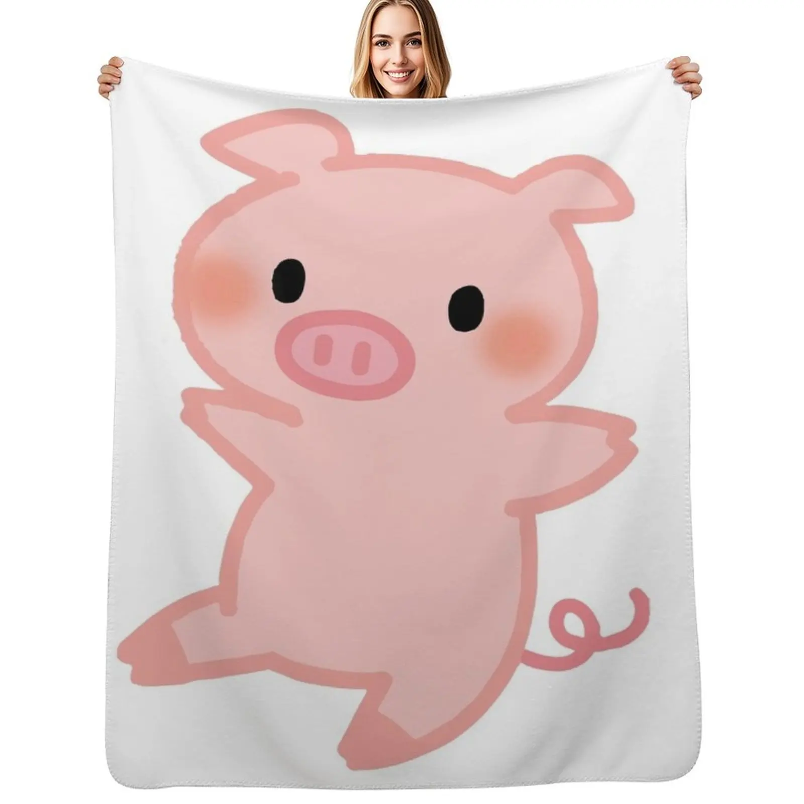 Cute cartoon baby pink pig Throw Blanket Elegant Warm Throw Blanket for Hotel Home