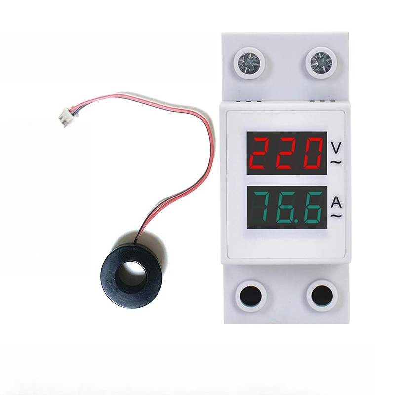 AC Dual Display Voltage 220V Current 100A Meter 2P3P Controlled Open Display Meter Rail Type Air Single Phase Digital Home