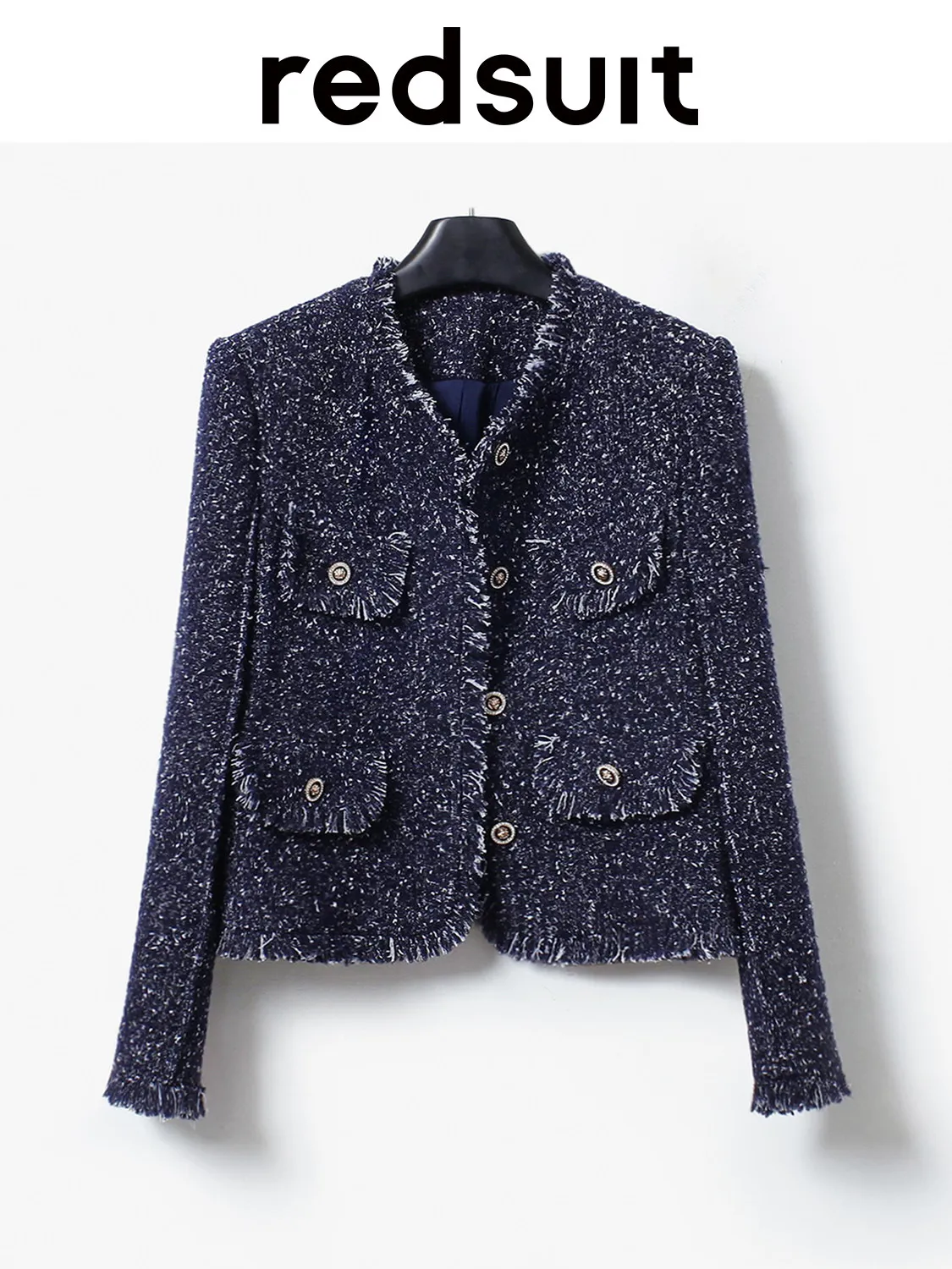 New Deep Blue - Handmade Tassel  Commuter Jacket Round Neck Premium Top Custom Size
