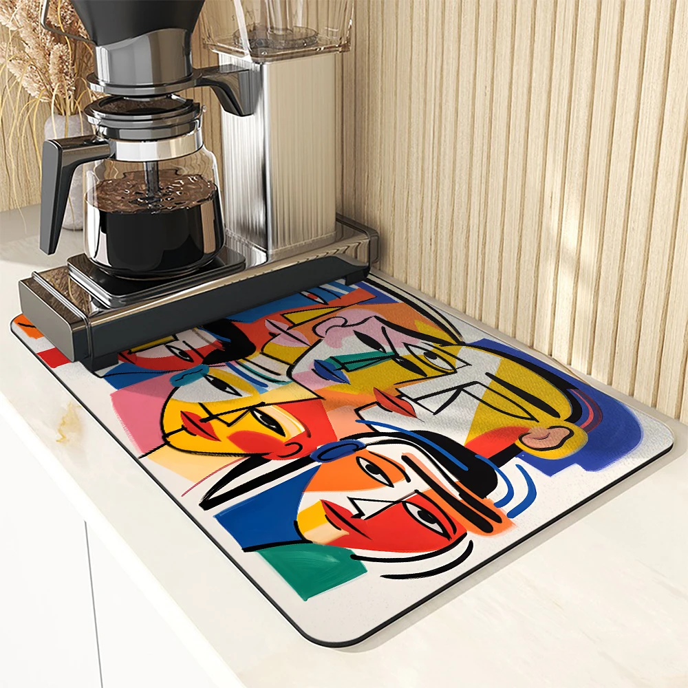 دياتوم الطين المطبخ استنزاف منصات مجردة الشكل ماصة الأطباق أدوات المائدة استنزاف حصيرة المفارش لطاولة ماكينة القهوة حصيرة