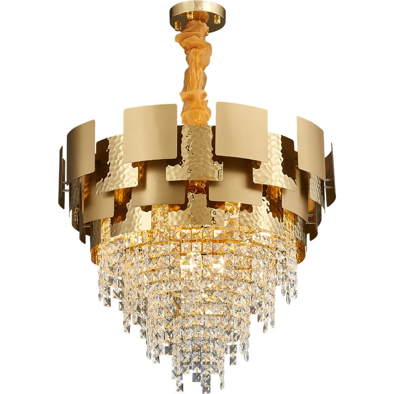 Golden Crystal Stainless Steel Pendant Lights, LED Postmodern Suspension Luminaire, Lâmpada para Foyer