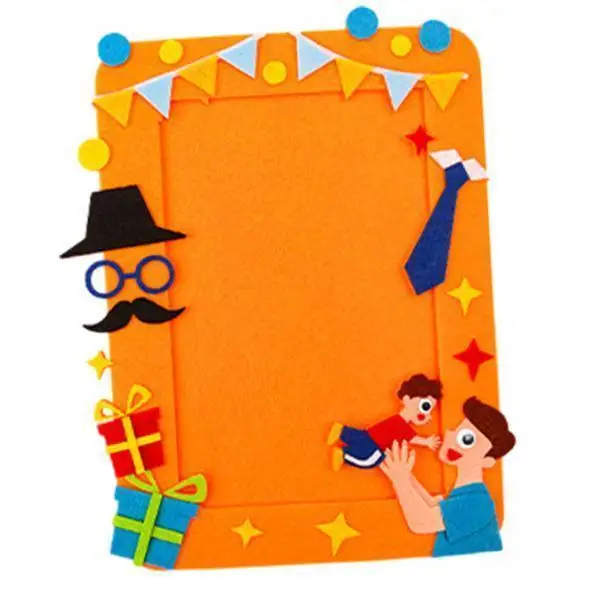 2xDIY Picture Frame Educational Toy Fathers Day Gifts for Bedroom Office Shelf Dad Child Orange