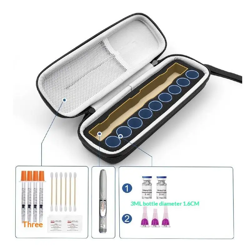 Practical 3ML Insulin Vial Empty Storage Case Empty 9-Slot EVA Shockproof Waterproof Essential Oil Case Protector