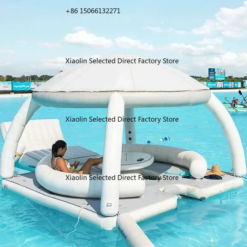 

New Arrival Sea Floating Platform Inflatable Shade Tent Multi-person Leisure Bar Sofa Lounger Floating Row Floating Bed Pool Yac