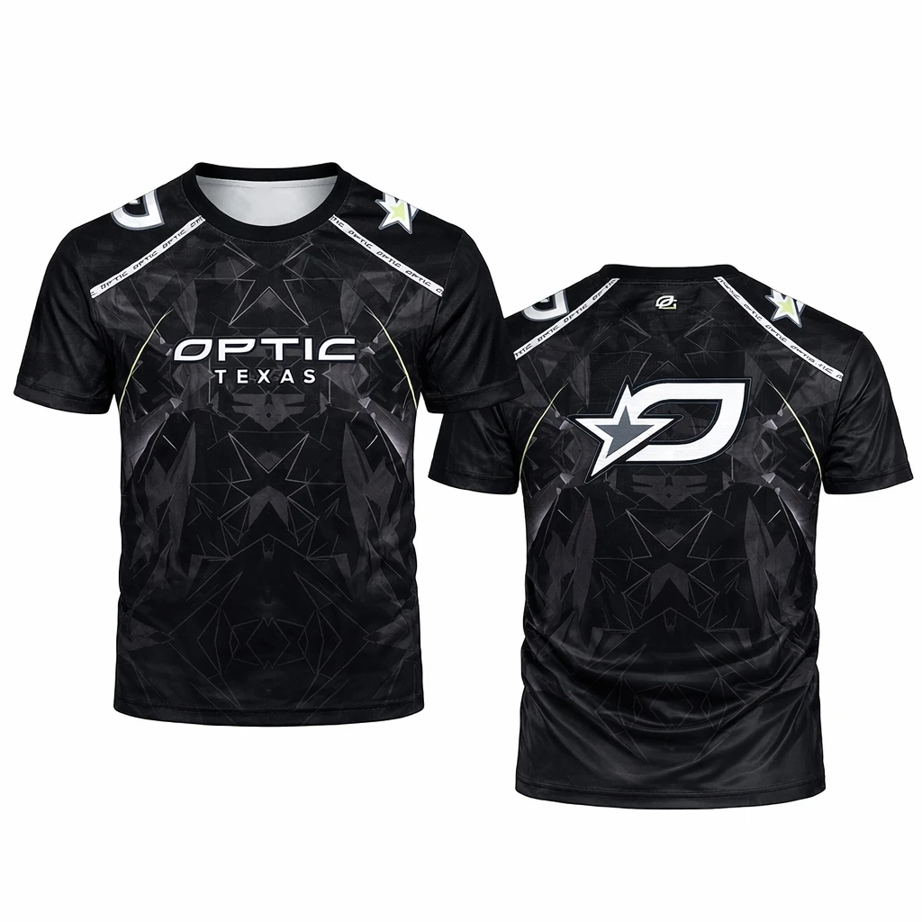 Optic Texas Esports Trikot 3D-Druck Polyester Sport-T-Shirt für Herren und Damen Kurzarm Gaming-Team-Shirt Rundhals Casual Top Sommer