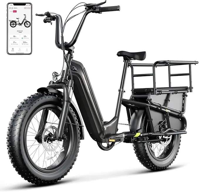 

Электрический велосипед SISIGAD: двигатель 1500 Вт, скорость 28 миль в час, дальность действия 80 миль, толстые шины 20 дюймов, 7-скоростной грузовой электронный велосипед.