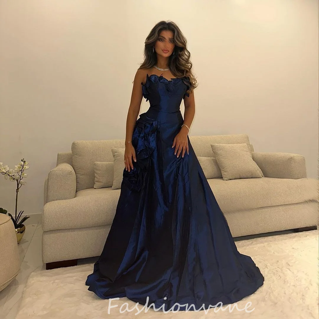 

Fashionvane Strapless Prom Dresses 2024 Floor-Length Sleeveless Appliques Customizable Elegant Party Dresses For Women Vestidos