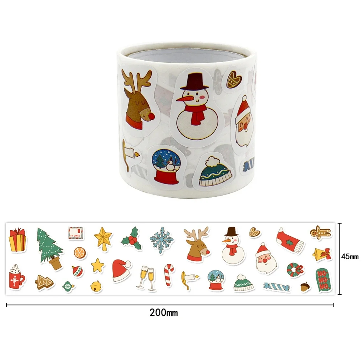 300pcs/roll Cartoon Christmas Theme Gift Tag Sticker Holiday Birthday Party Gift Decoration Praise Sticker Reward Stickers Label
