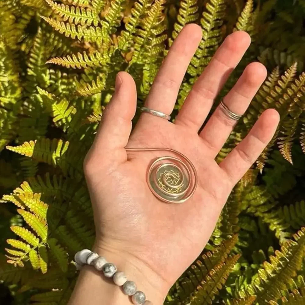 Copper Palm Ring Reiki Spiral Hand Rings for Meditation Energy Healing Handmade Reiki Copper Cuffs for Crystal Work