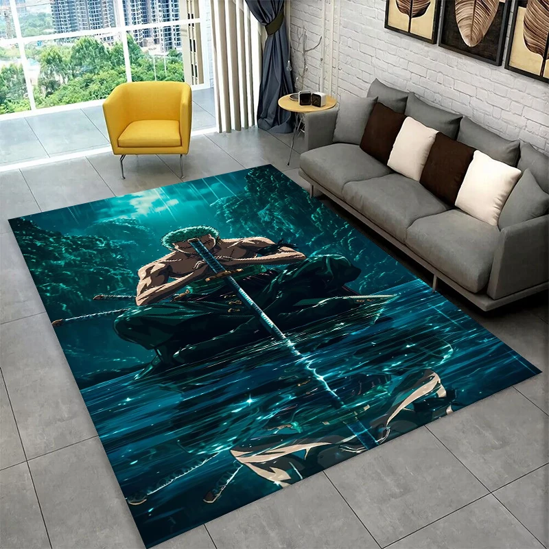 Classic Anime One P-Piece Cartoon Zoro Non-Slip Area Rug for Living Room,Bedroom,Playroom,Soft Carpet Floor Mat Home Decor Rug