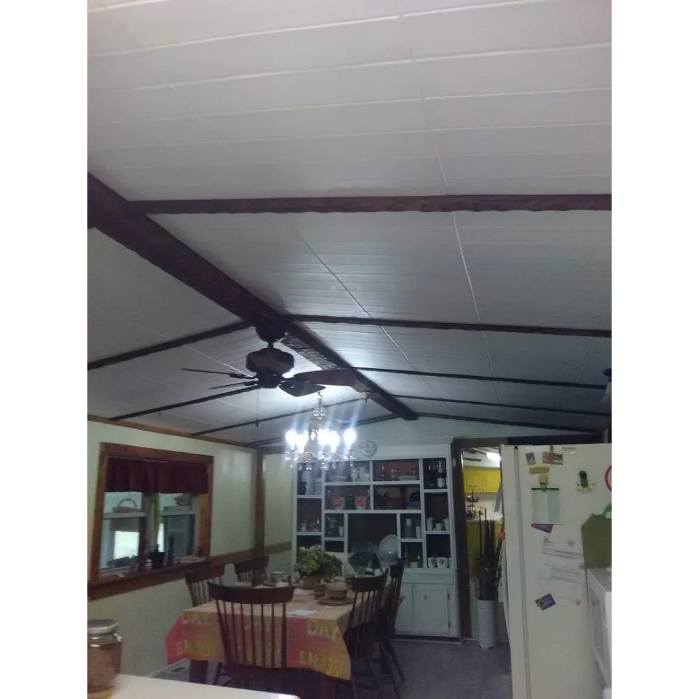 CEILINGS R104 Потолочная плитка из пенопласта с клеем (256 кв. ft./футляр), упаковка из 96, однотонный белый