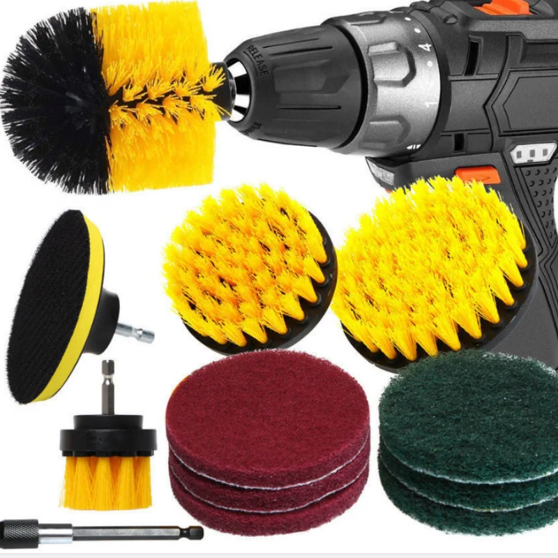 

Electric Cleaning Brush Yellow 12 Piece Set For Cleaning Electric Drill Brush Head Set Floor And Wall Descaling Polishing