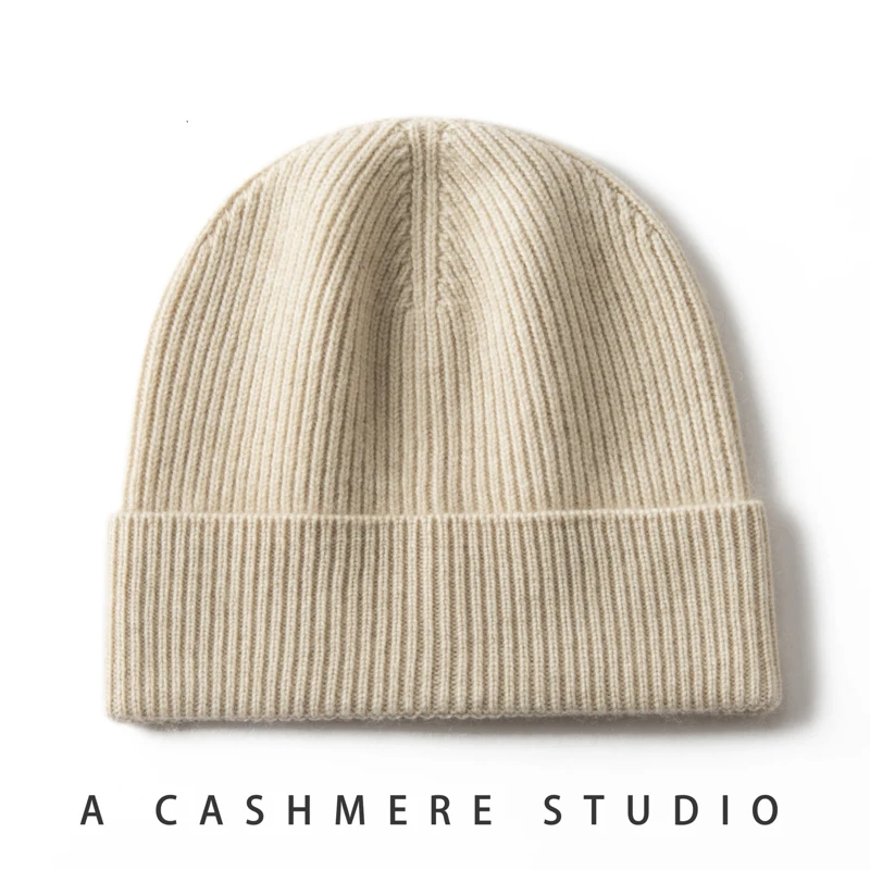Winter New Hat for Men Knitted Korea Beanie Thick Hats Autumn Outdoor Warm Streetwear Cap Man 100% Cashmere Solid Color Soft Hat, image 5