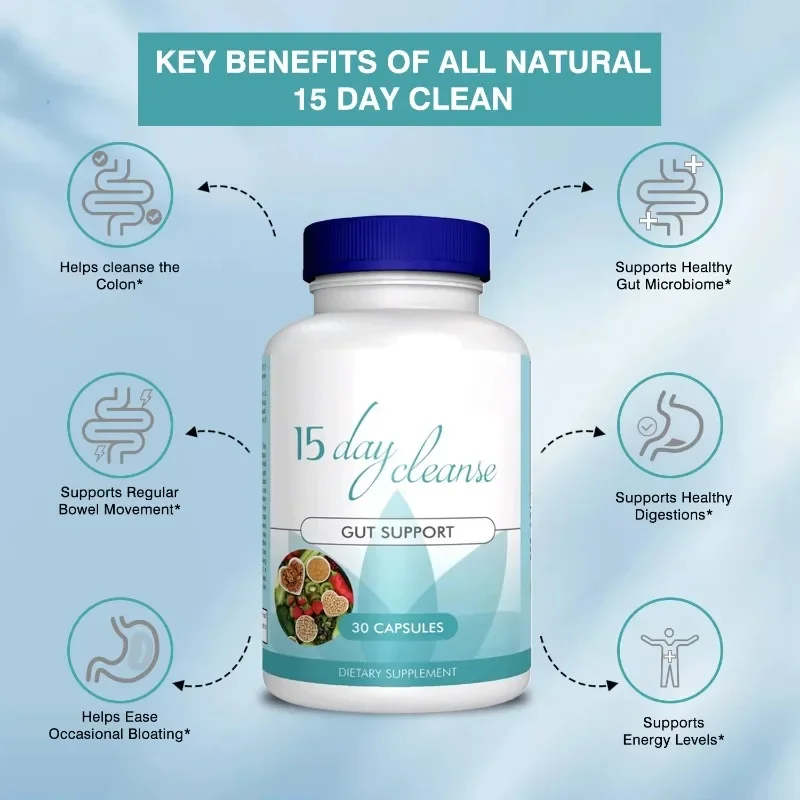 تنظيف وإزالة السموم لمدة 15 يومًا - صحة الأمعاء وإزالة سموم القولون، يساعد على تخفيف الانتفاخ وحركات الأمعاء العادية