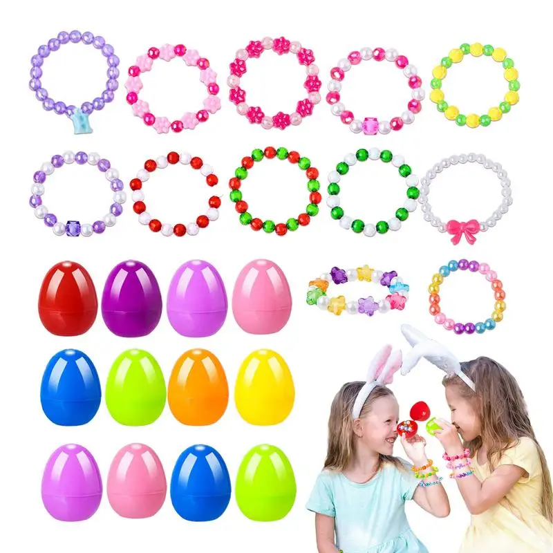 Prefilled Easter Eggs With Toys Bright Filled Easter Eggs with Bracelets Prefilled Girls Easter Eggs for Kids Boys Children