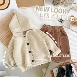 Baby Autumn Sweater Coat 2022 New Children's Hooded Top Autumn Sweater Korean Boy Knitted Cardigan